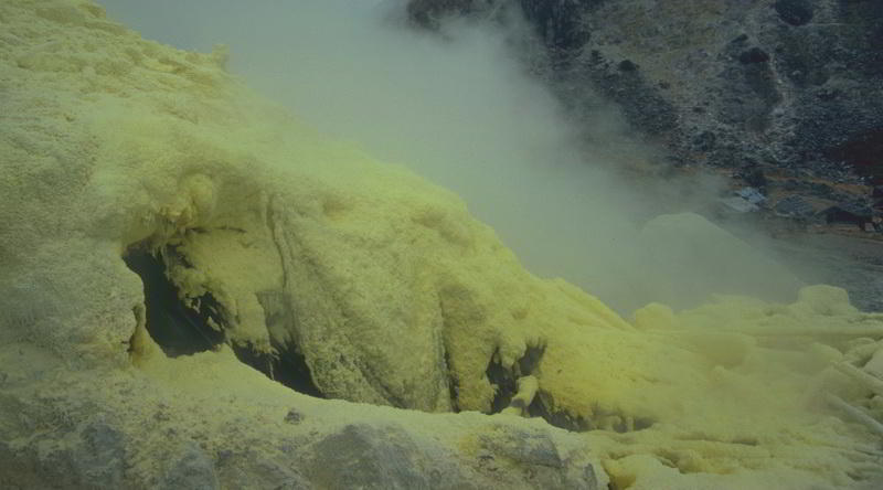 Sulfur at Sibayak Volcano